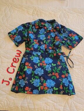 J.Crew blue XS-Top/8 Bottom Cotton Floral Button-Up Shirt & Wrap Skort set.
